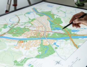 surveyors-central-coast-daly-smith-site-equipment.jpg Town planner, civil engineer and land surveyor in Newcastle reviewing surveying plans